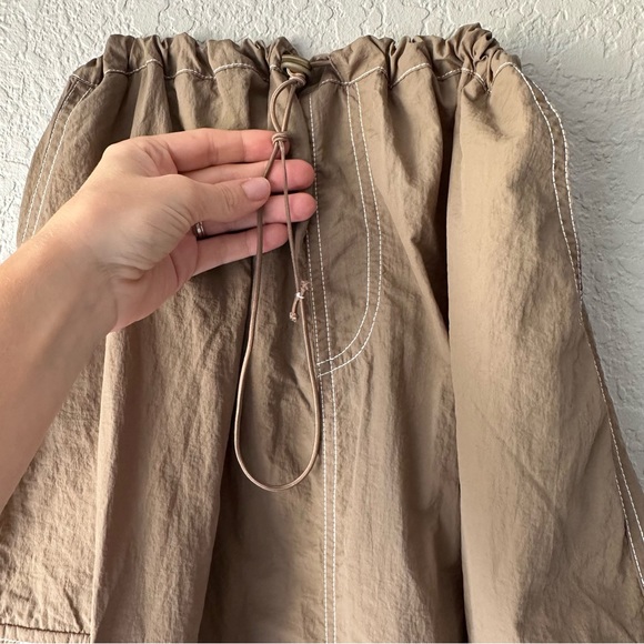 Woman’s SMALL drawstring waist maxi cargo skirt. Khaki color built in pockets. - Picture 2 of 5